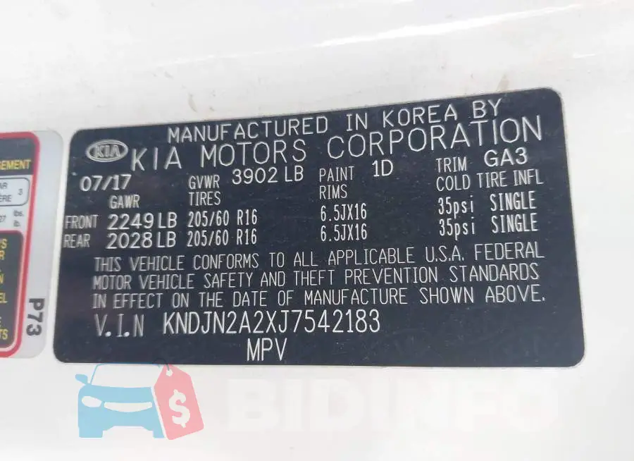 KNDJN2A2XJ7542183 Photo# 9