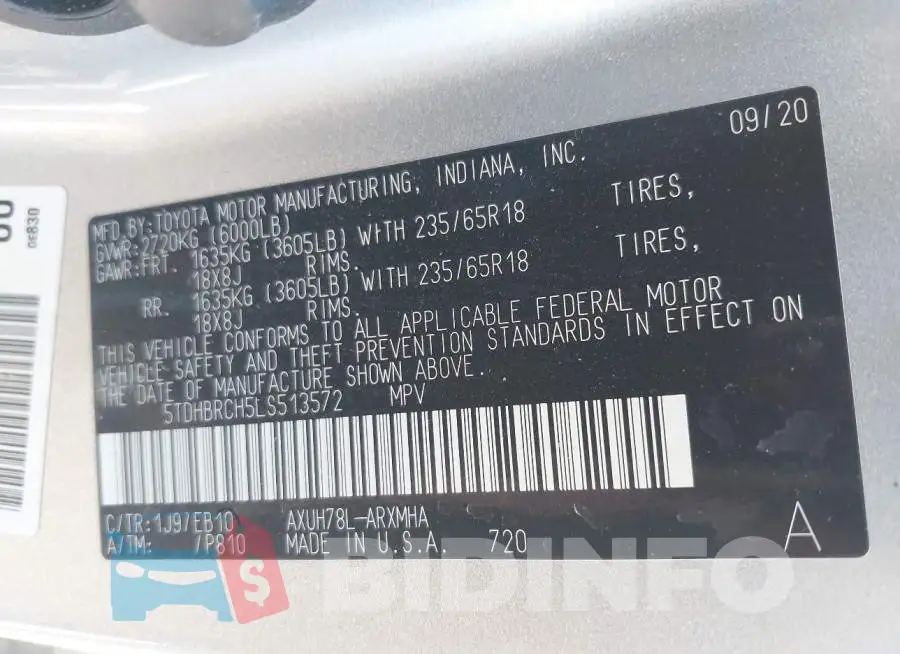 5TDHBRCH5LS513572 Photo# 9