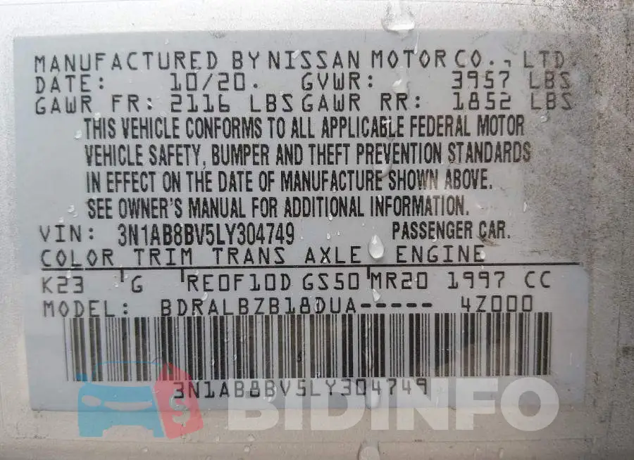 3N1AB8BV5LY304749 Photo# 9