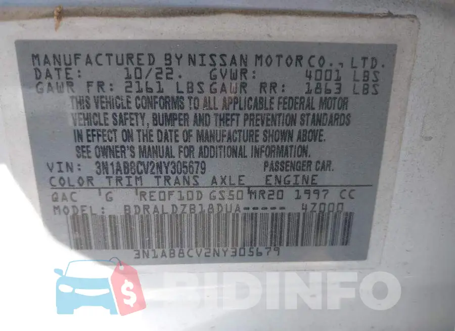 3N1AB8CV2NY305679 Photo# 9