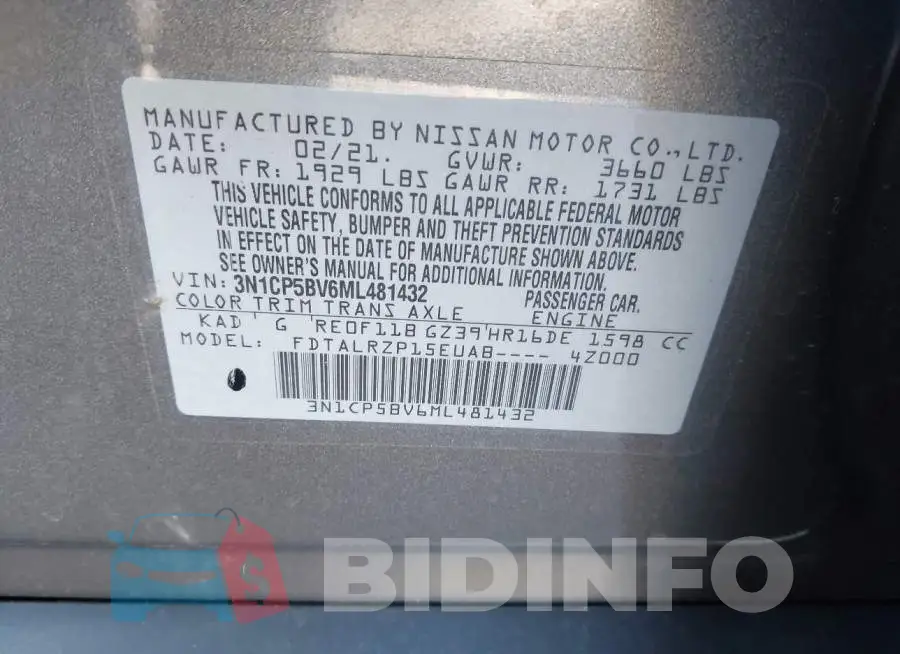 3N1CP5BV6ML481432 Photo# 9