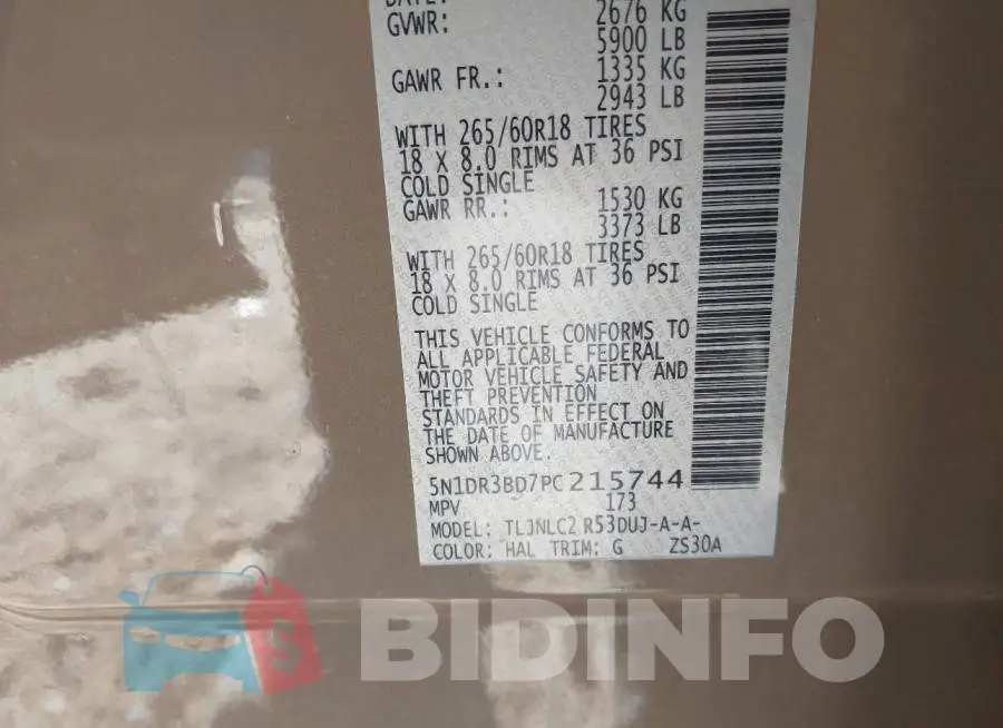 5N1DR3BD7PC215744 Photo# 9