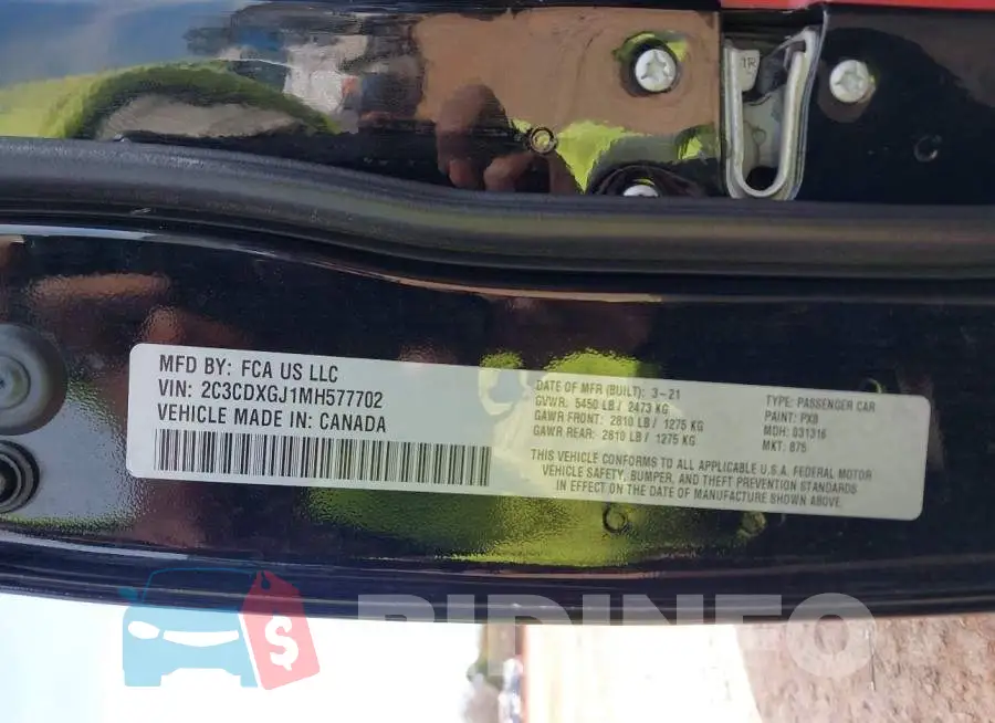 2C3CDXGJ1MH577702 Photo# 9