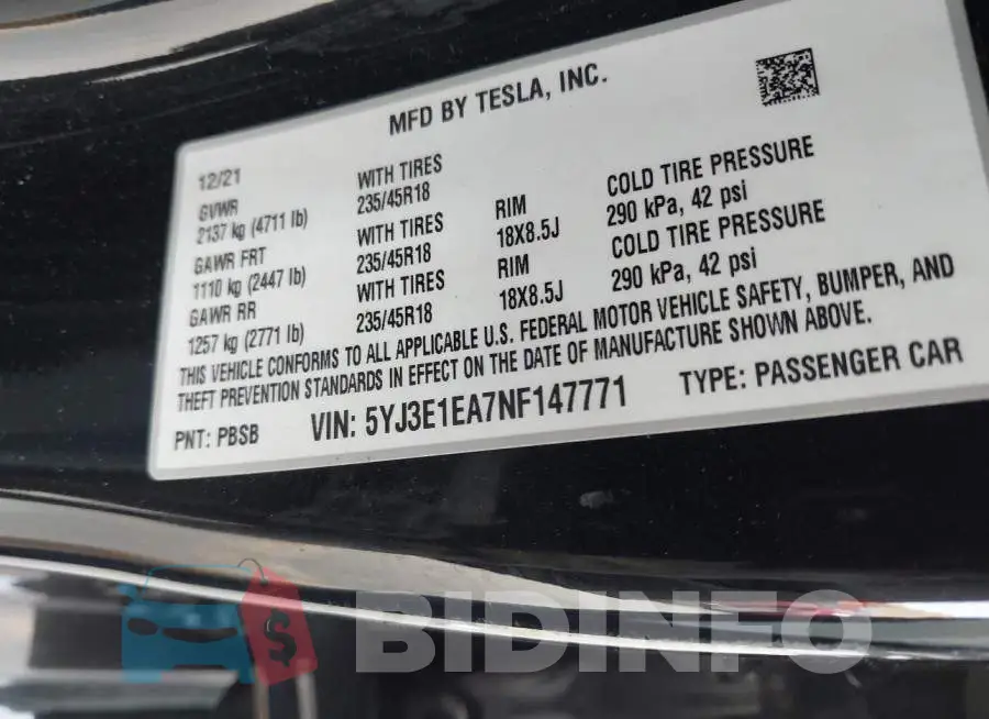 5YJ3E1EA7NF147771 Photo# 9
