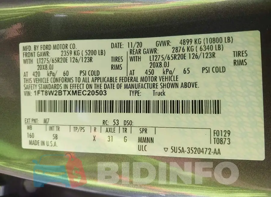1FT8W2BTXMEC20503 Photo# 9