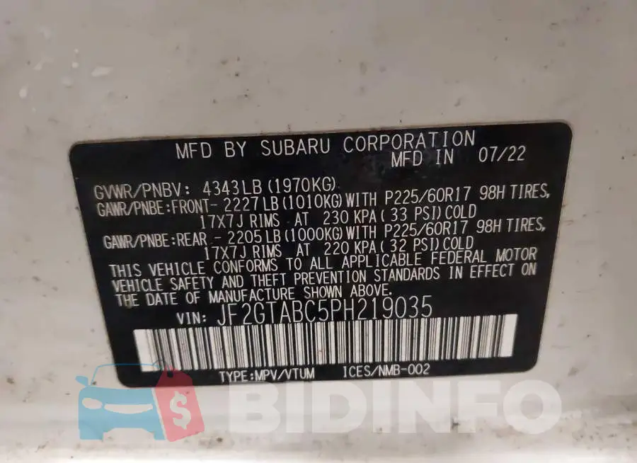 JF2GTABC5PH219035 Photo# 9
