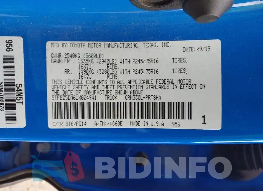 5TFBZ5DN6LX004941 Photo# 9