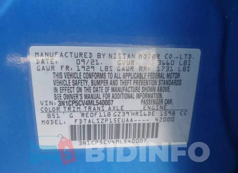 3N1CP5CV4ML540007 Photo# 9