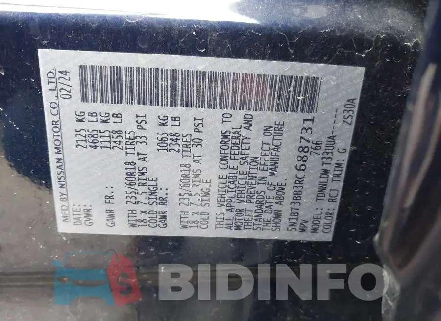 5N1BT3BB3RC688731 Photo# 9