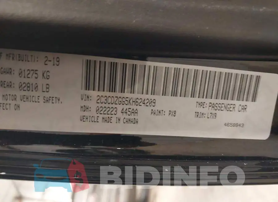 2C3CDZGG5KH624209 Photo# 9
