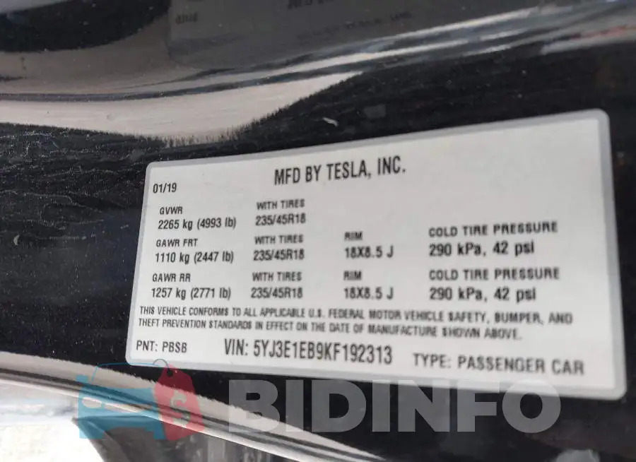 5YJ3E1EB9KF192313 Photo# 9