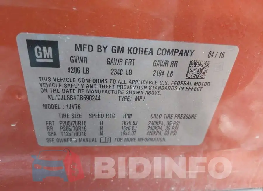 KL7CJLSB4GB690244 Photo# 9