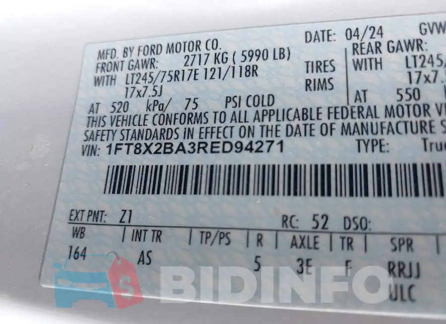 1FT8X2BA3RED94271 Photo# 8