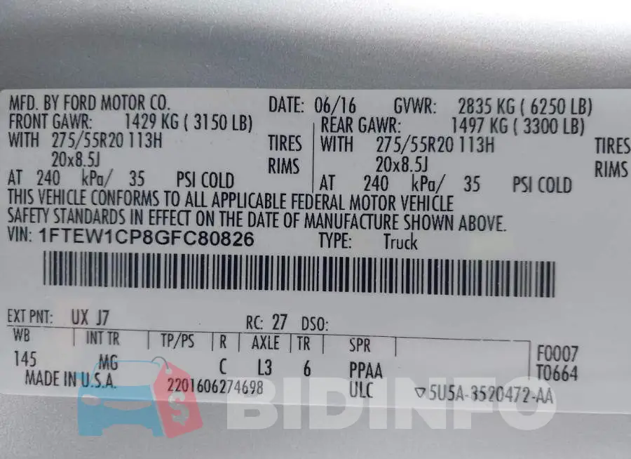 1FTEW1CP8GFC80826 Photo# 9