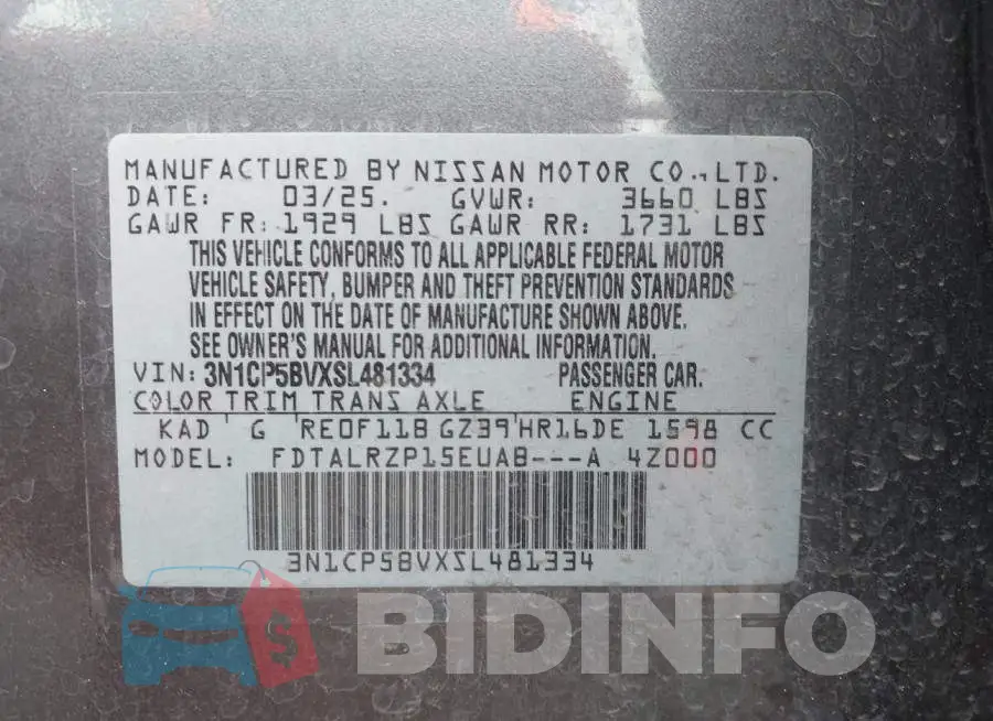 3N1CP5BVXSL481334 Photo# 9