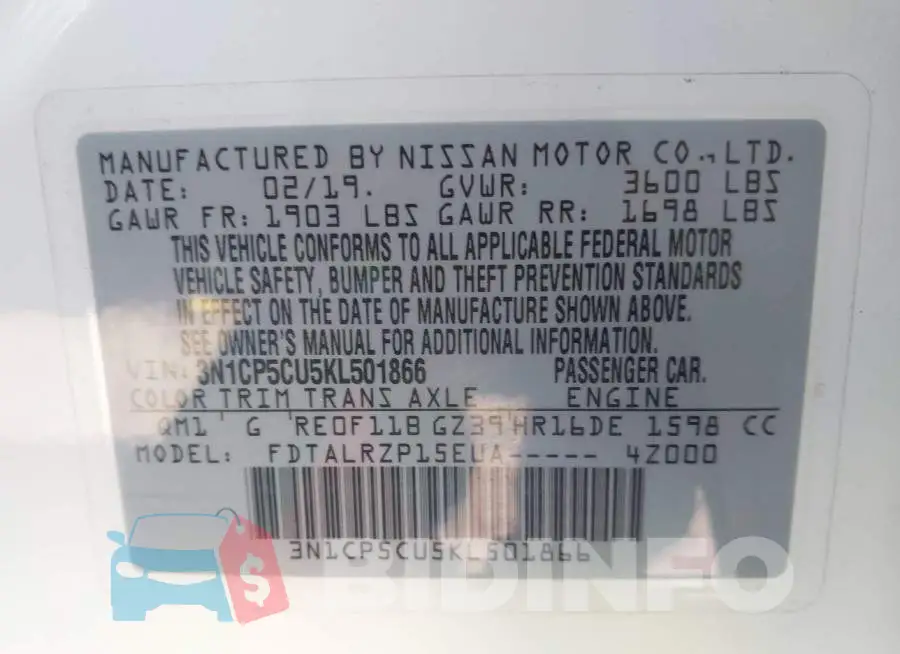3N1CP5CU5KL501866 Photo# 9