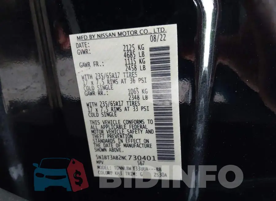 5N1BT3AB2NC730401 Photo# 9