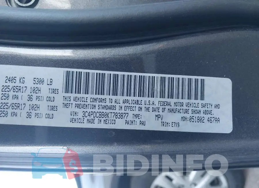 3C4PDCBB0KT783877 Photo# 9