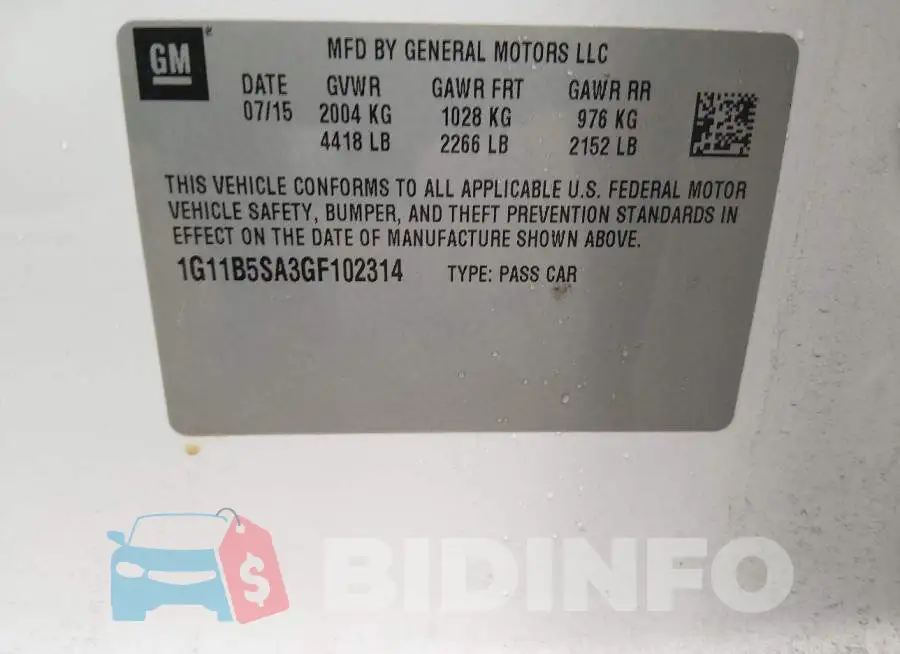 1G11B5SA3GF102314 Photo# 9