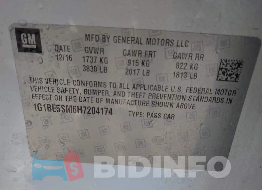 1G1BE5SM6H7204174 Photo# 9
