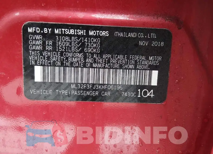 ML32F3FJ3KHF06196 Photo# 9