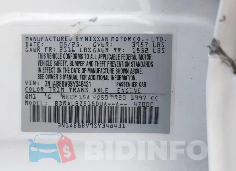 3N1AB8BV9SY348431 Photo# 9