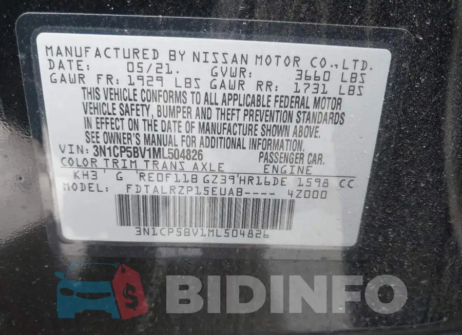 3N1CP5BV1ML504826 Photo# 9