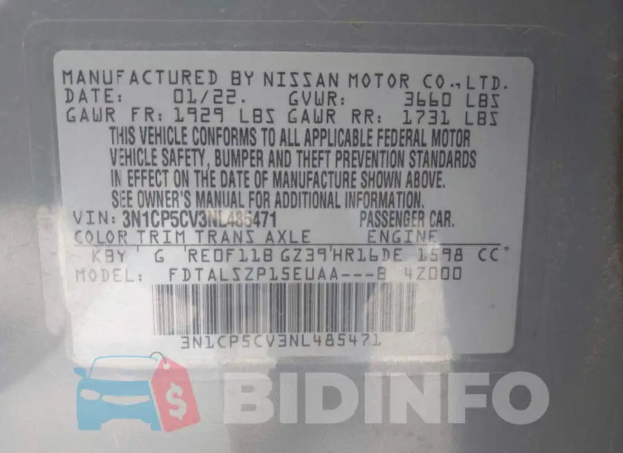 3N1CP5CV3NL485471 Photo# 9