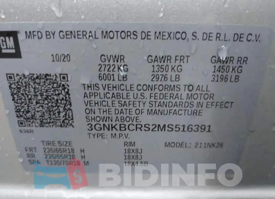 3GNKBCRS2MS516391 Photo# 9