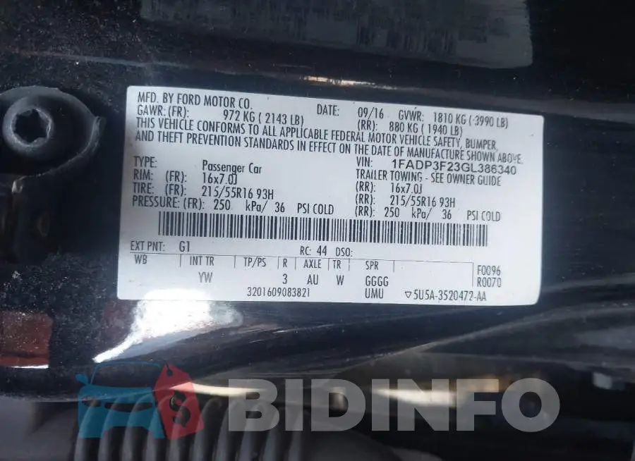 1FADP3F23GL386340 Photo# 9
