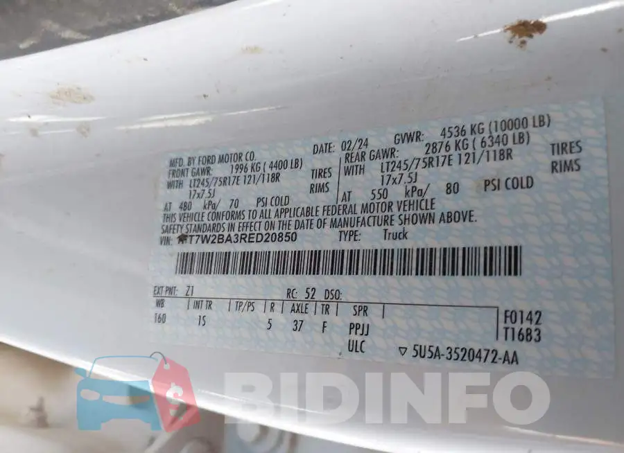 1FT7W2BA3RED20850 Photo# 9