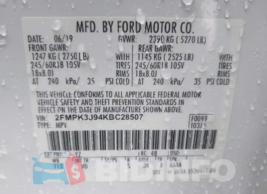 2FMPK3J94KBC28507 Photo# 9