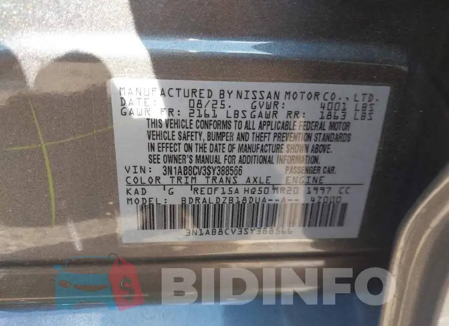 3N1AB8CV3SY388566 Photo# 9