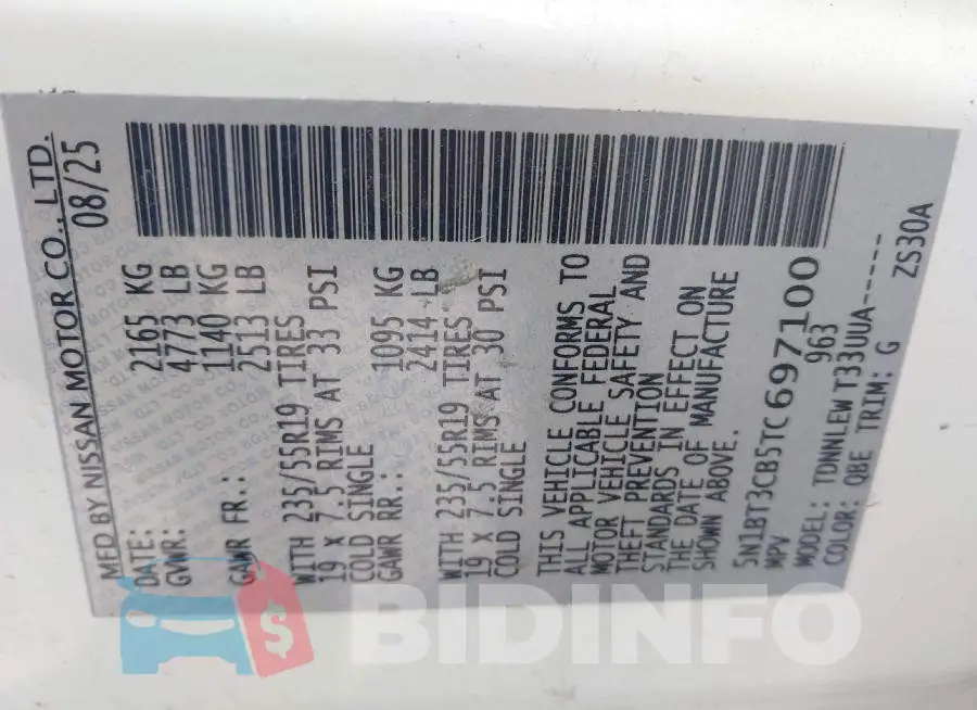 5N1BT3CB5TC697100 Photo# 9