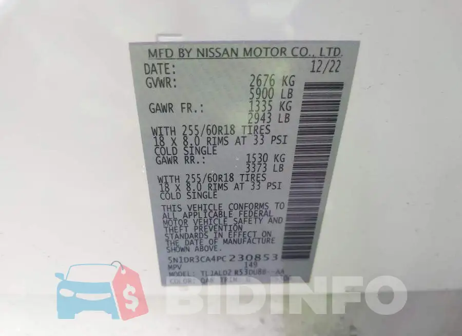 5N1DR3CA4PC230853 Photo# 9