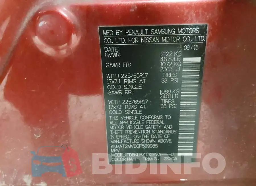KNMAT2MV6GP599985 Photo# 9