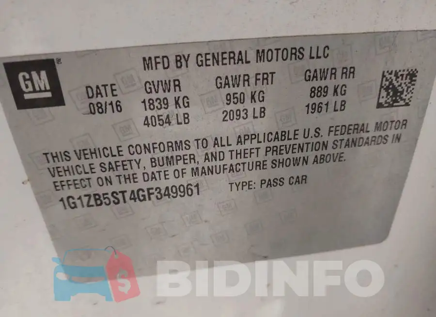 1G1ZB5ST4GF349961 Photo# 9