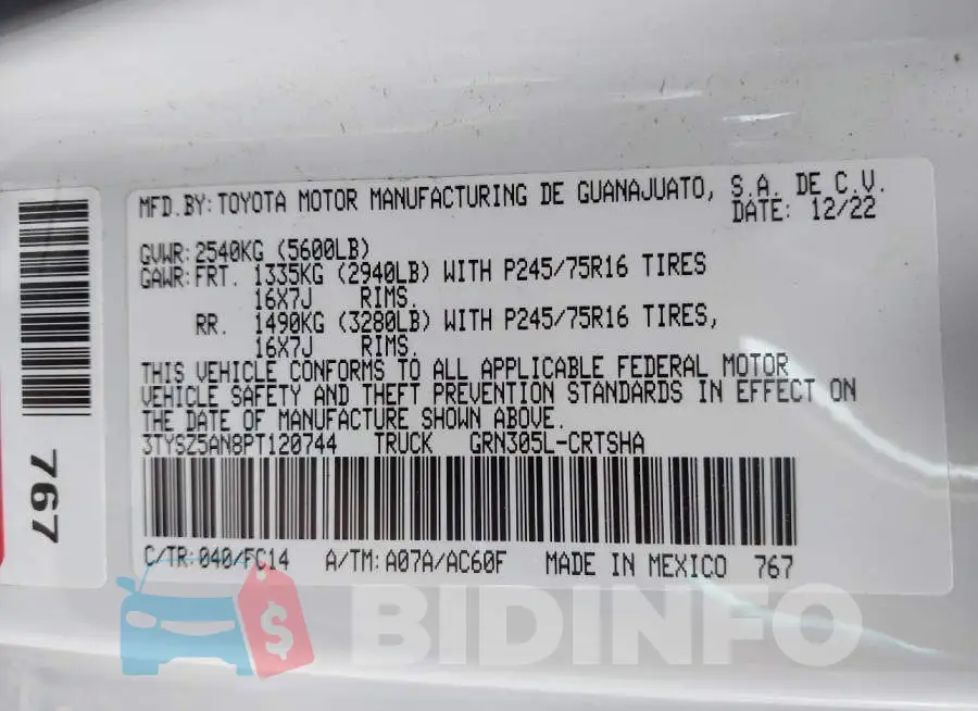 3TYSZ5AN8PT120744 Photo# 9