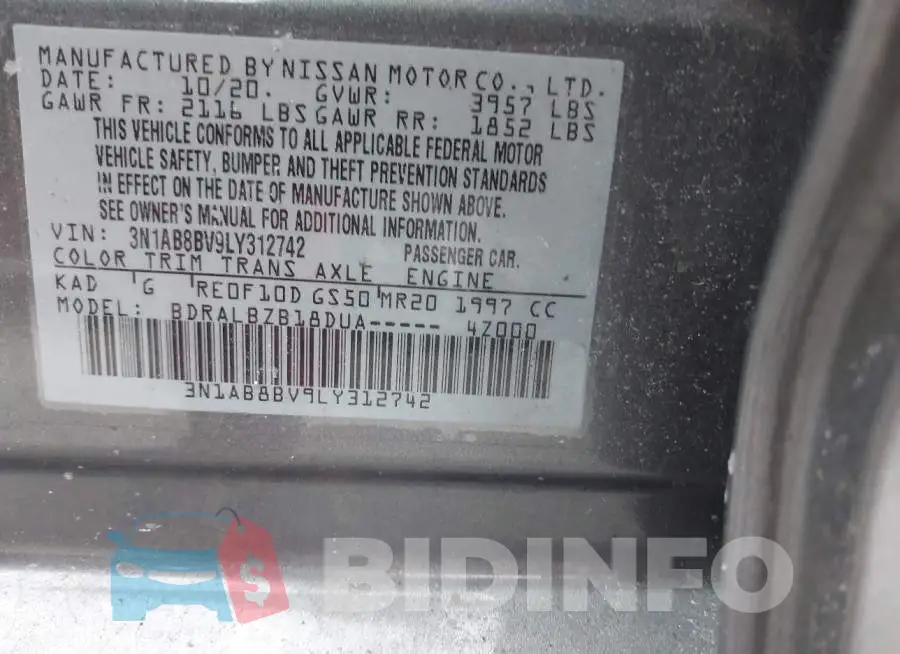 3N1AB8BV9LY312742 Photo# 9