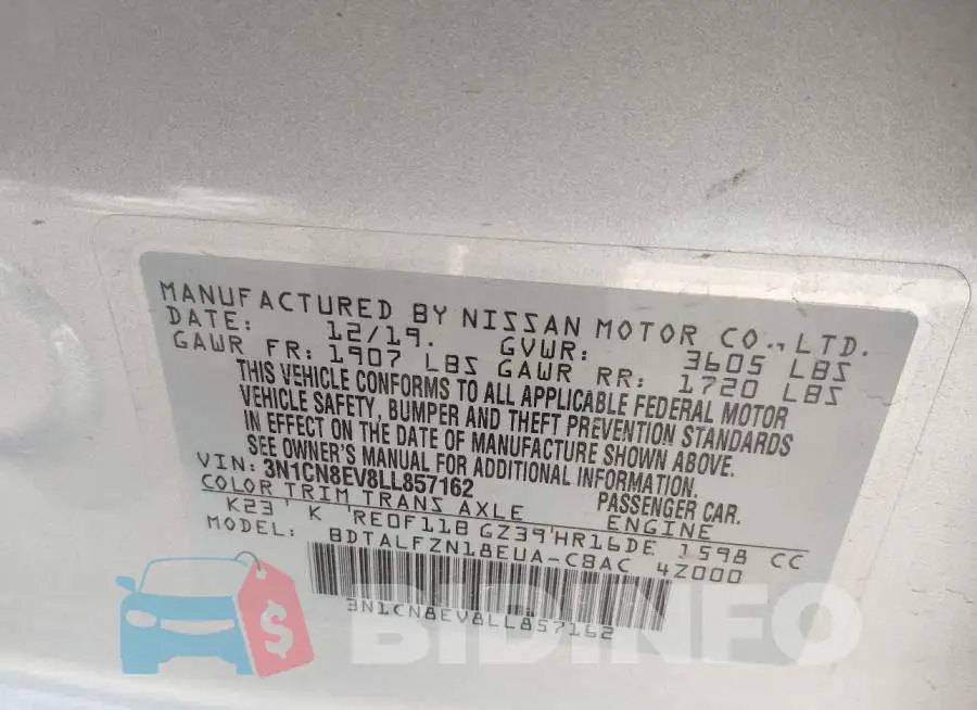 3N1CN8EV8LL857162 Photo# 9