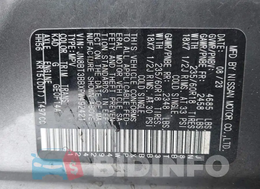JN8BT3BBXPW492421 Photo# 9