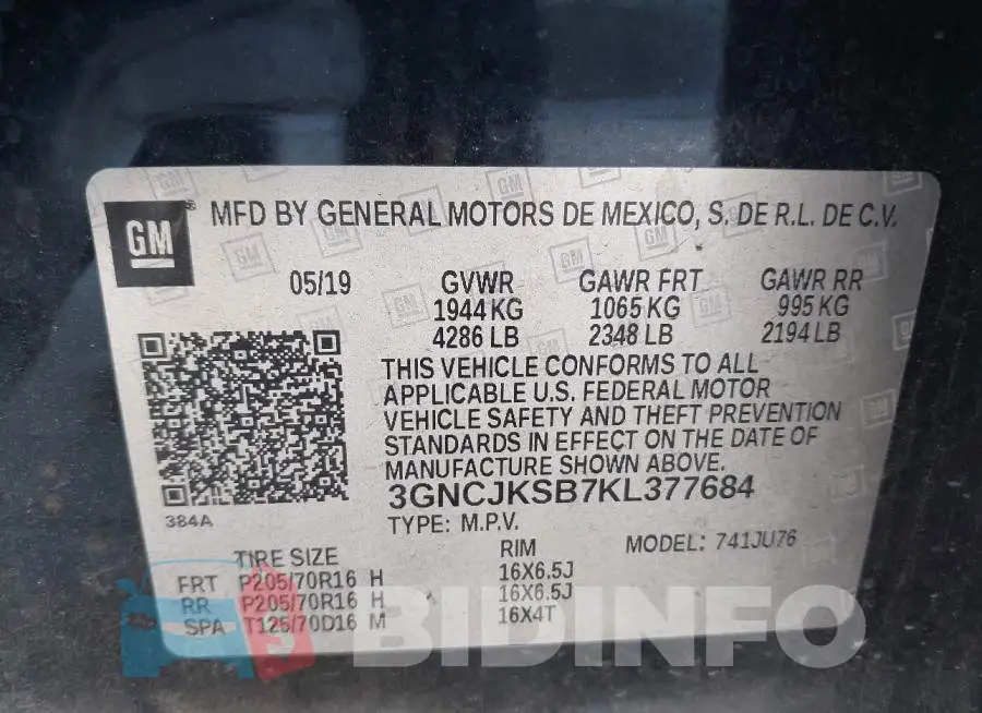 3GNCJKSB7KL377684 Photo# 9