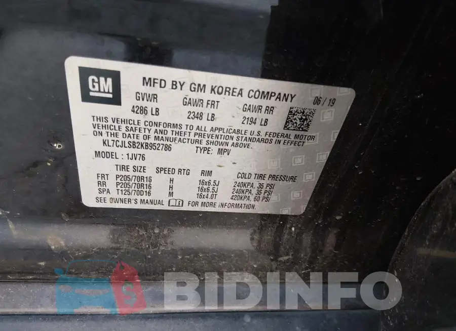 KL7CJLSB2KB952786 Photo# 9
