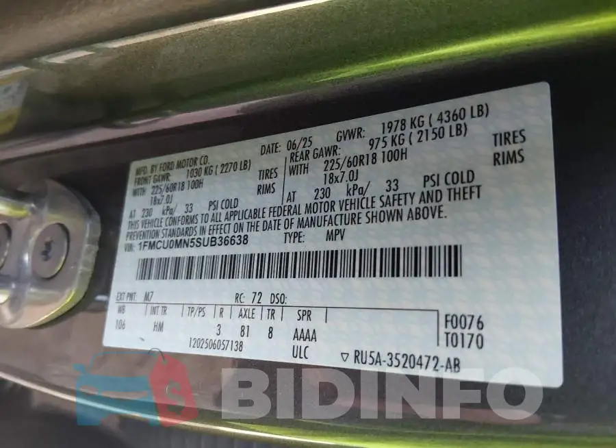 1FMCU0MN5SUB36638 Photo# 9