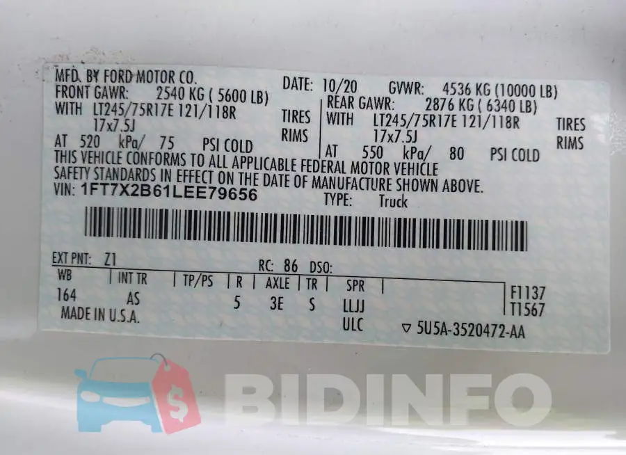 1FT7X2B61LEE79656 Photo# 9