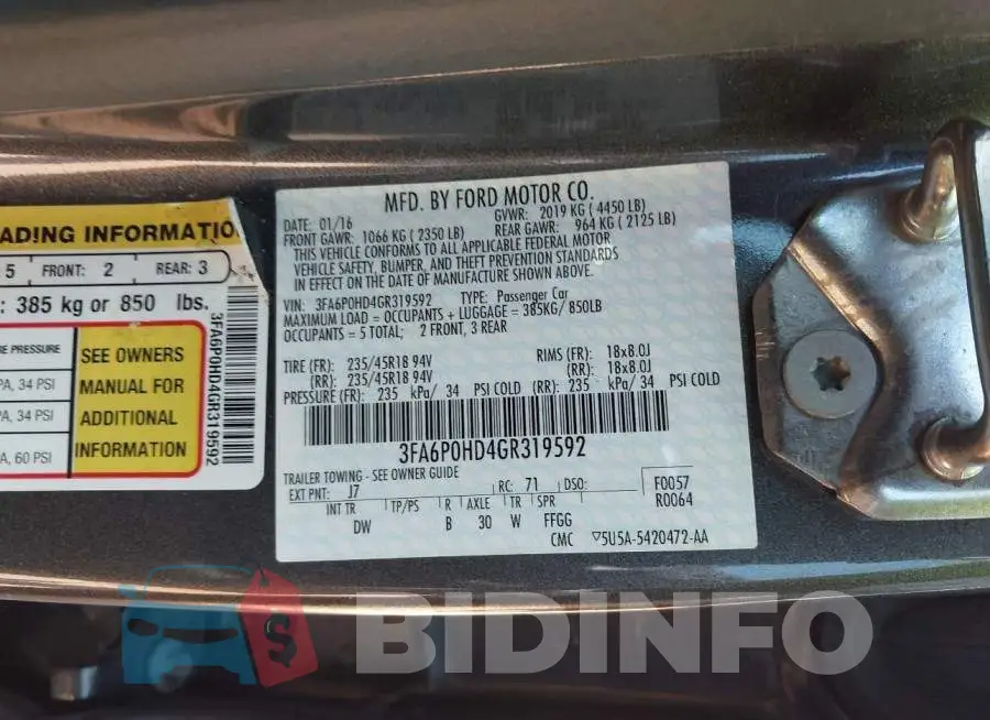 3FA6P0HD4GR319592 Photo# 9