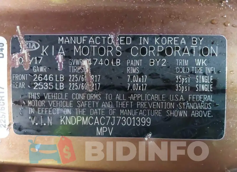 KNDPMCAC7J7301399 Photo# 9