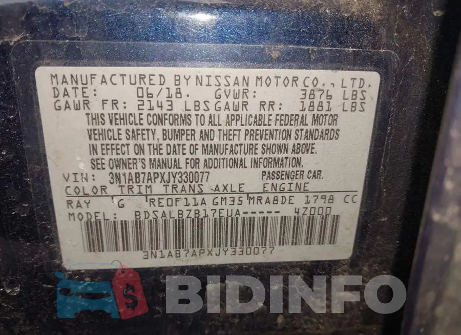 3N1AB7APXJY330077 Photo# 9