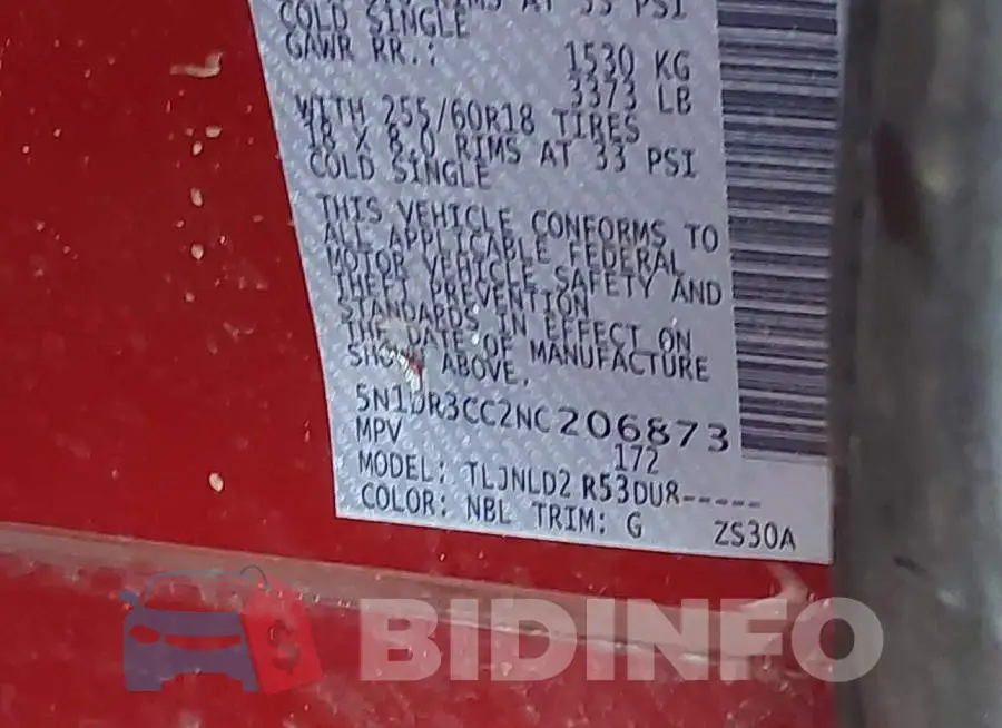 5N1DR3CC2NC206873 Photo# 9