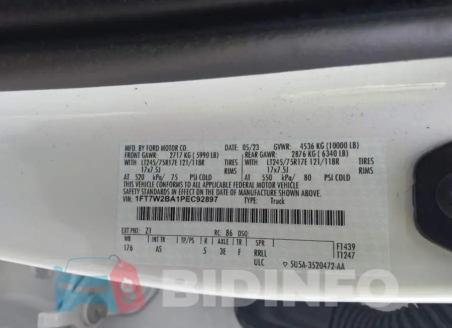 1FT7W2BA1PEC92897 Photo# 9